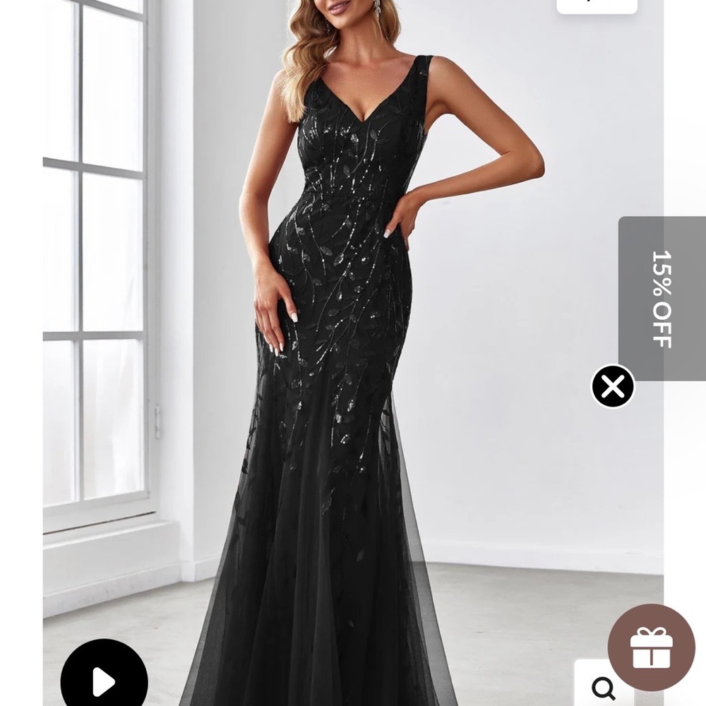 Ever Pretty Black Sequin Evening Dress